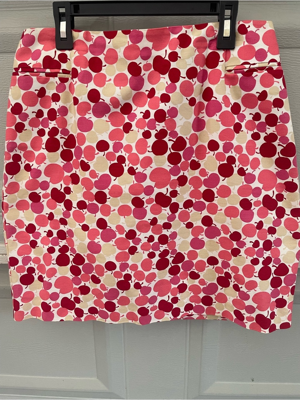 LOFT Apple Print Mini Skirt Shades of Pink, Red and Cream